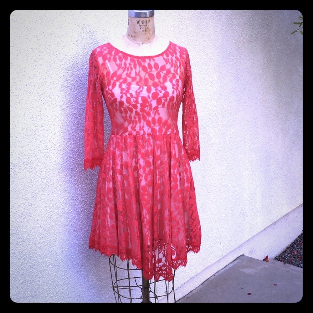 Free People lace dress with attached slip